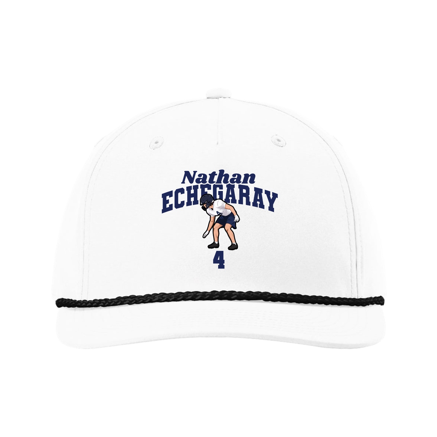 Five-Panel Classic Rope Cap — Signature Arch in White