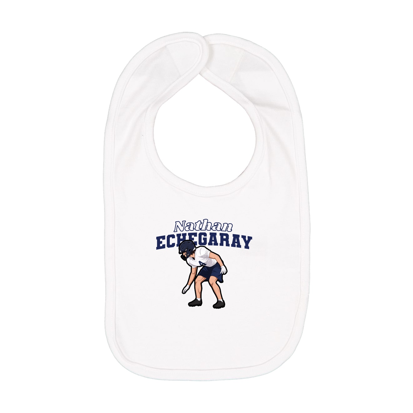 Infant Bib — Name Arch in White