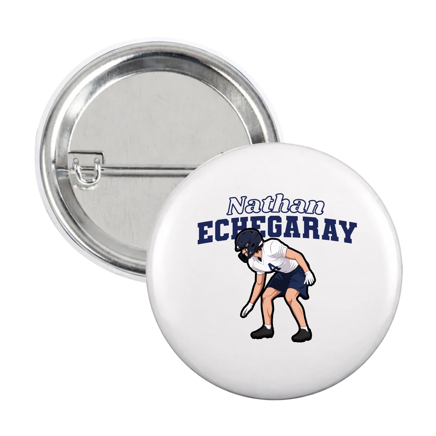 Game Day Button — Name Arch in White