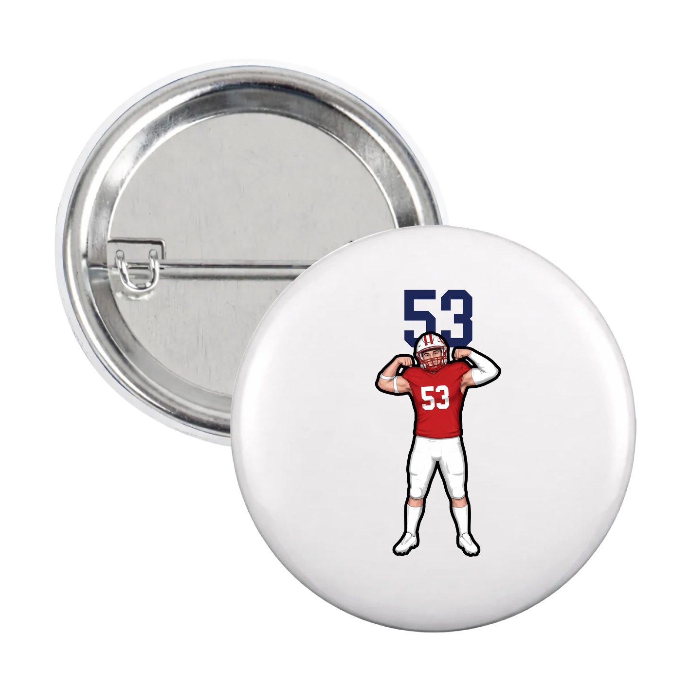 Game Day Button — Number Top in White