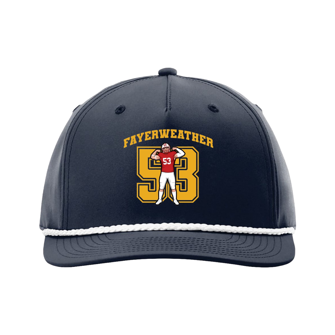 Five-Panel Classic Rope Cap — Number in Navy