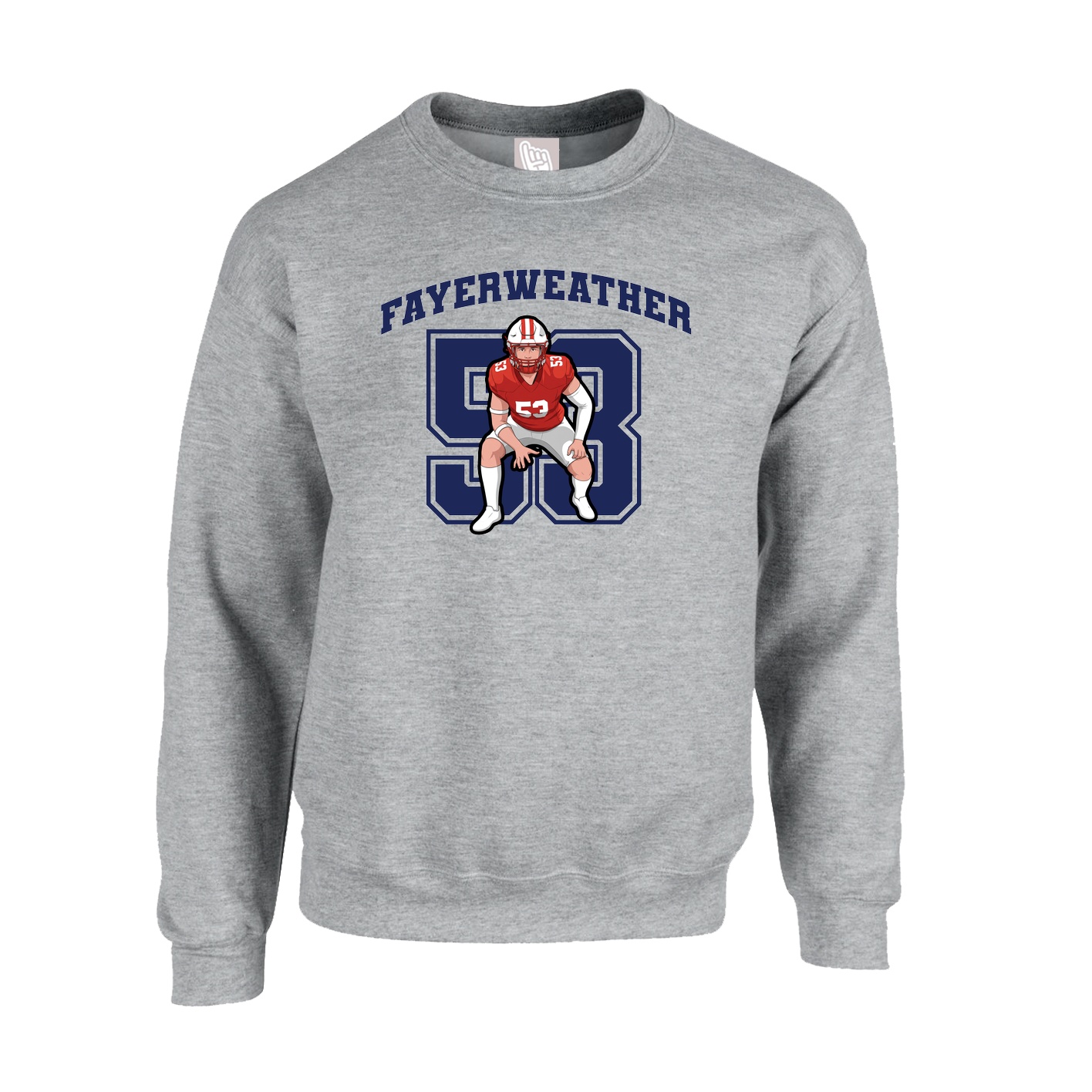 Fleece Crew — Number in Grey