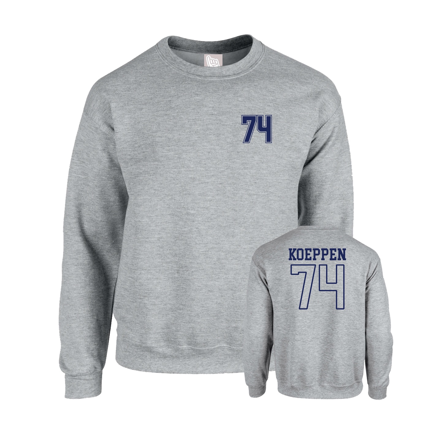 Fleece Crew — Chest Back in Grey