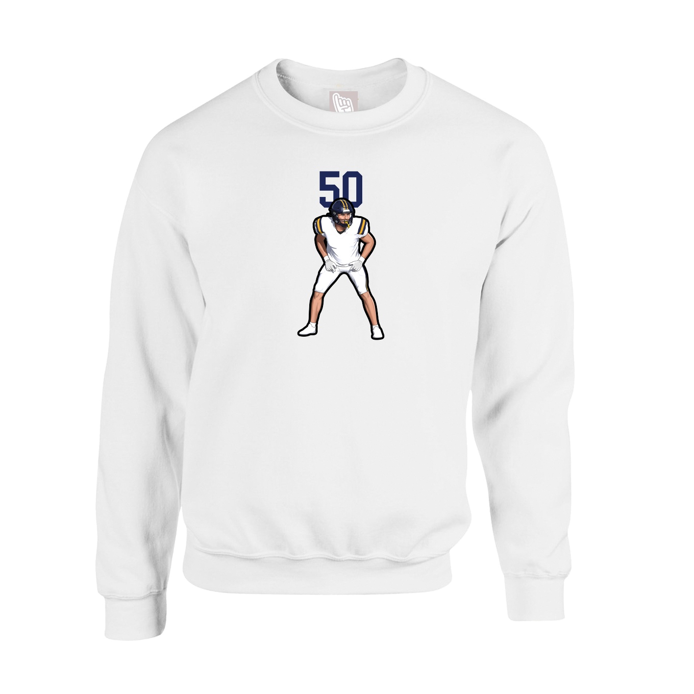 Fleece Crew — Number Top in White