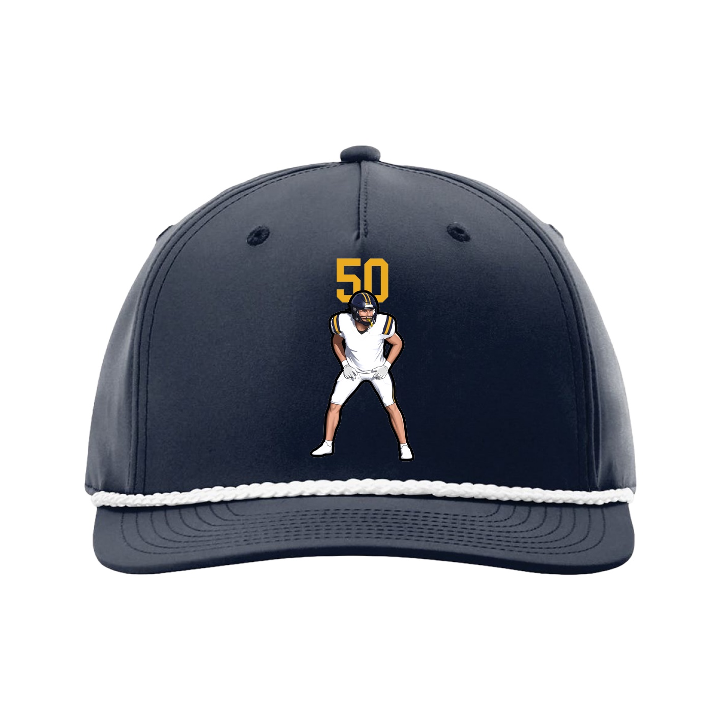 Five-Panel Classic Rope Cap — Number Top in Navy