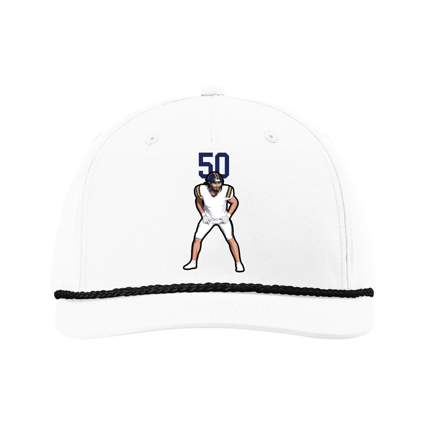 Five-Panel Classic Rope Cap — Number Top in White