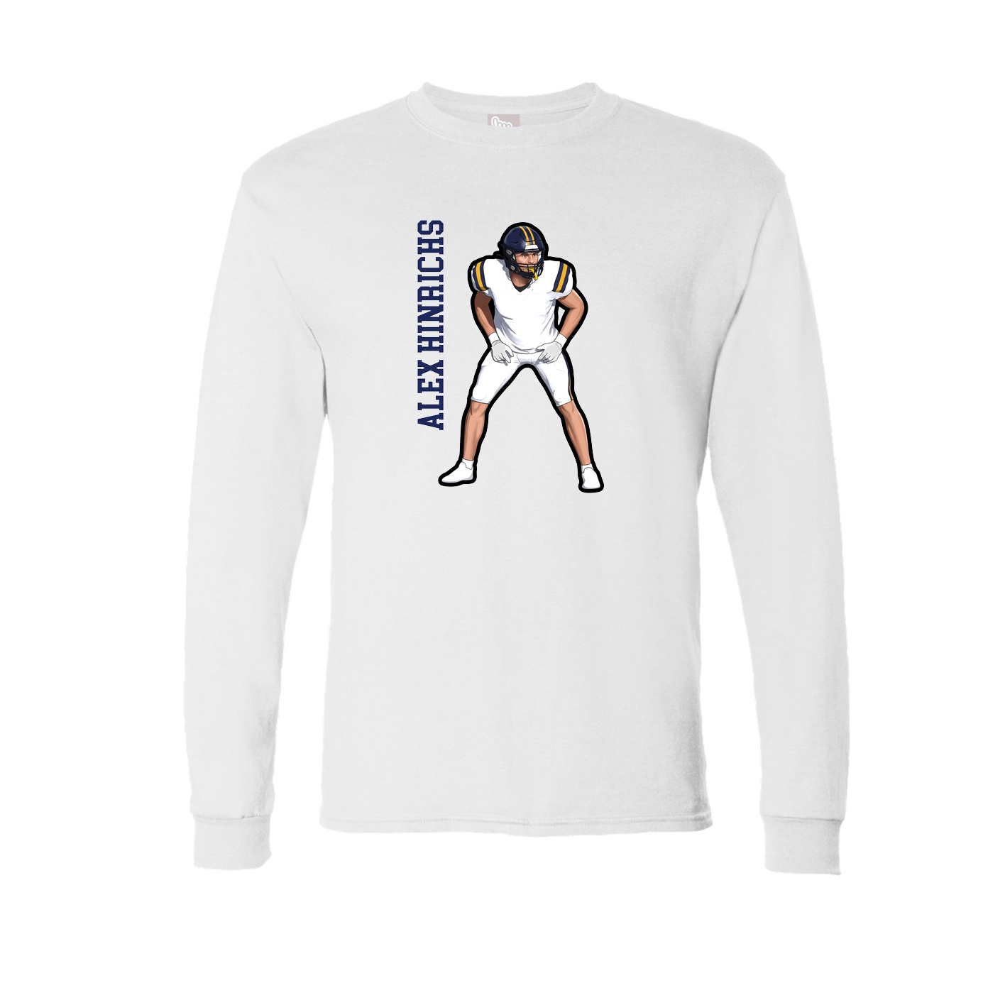 Long Sleeve Tee — Name Vertical in White