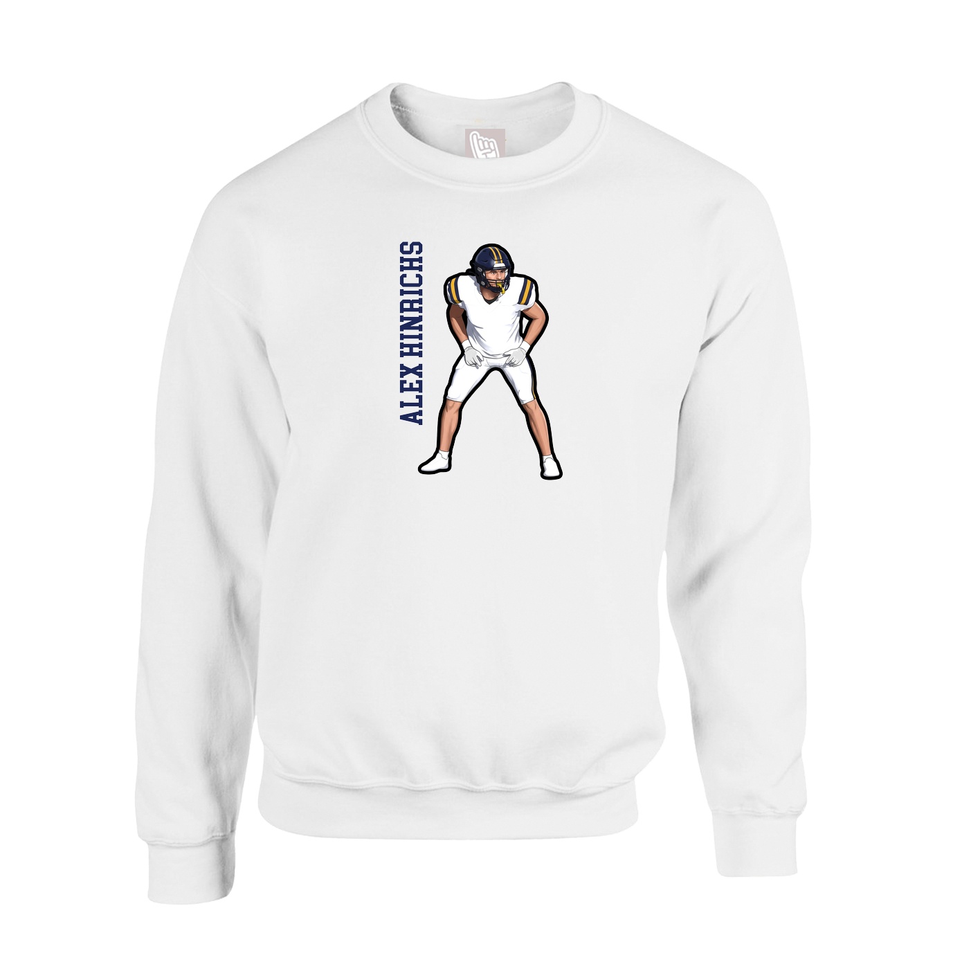 Fleece Crew — Name Vertical in White