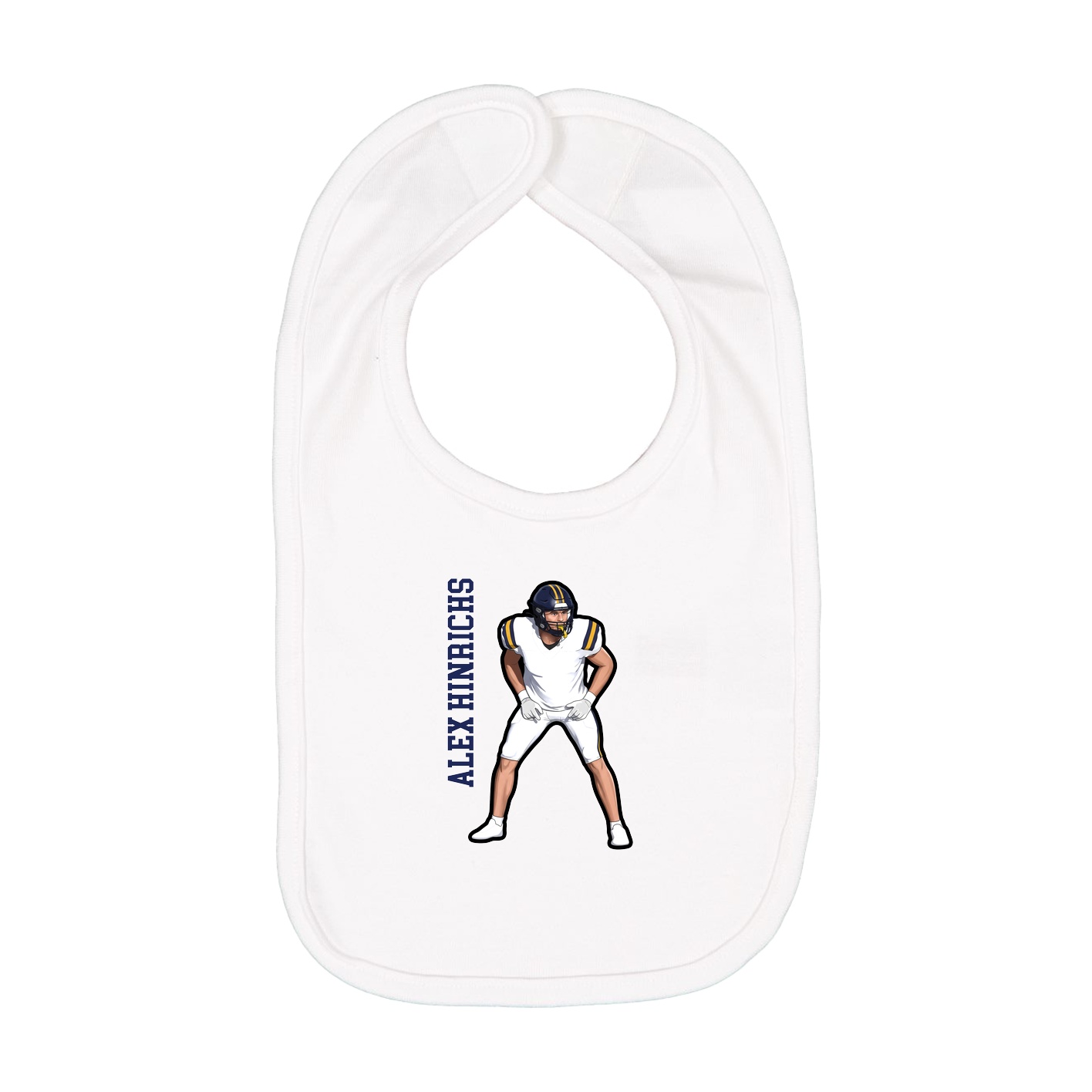 Infant Bib — Name Vertical in White