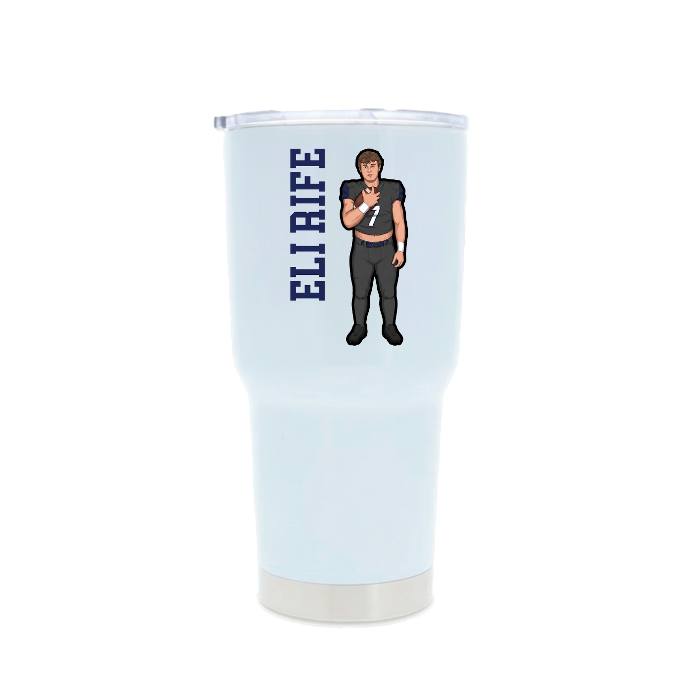 30oz Stainless Steel Tumbler — Name Vertical in White