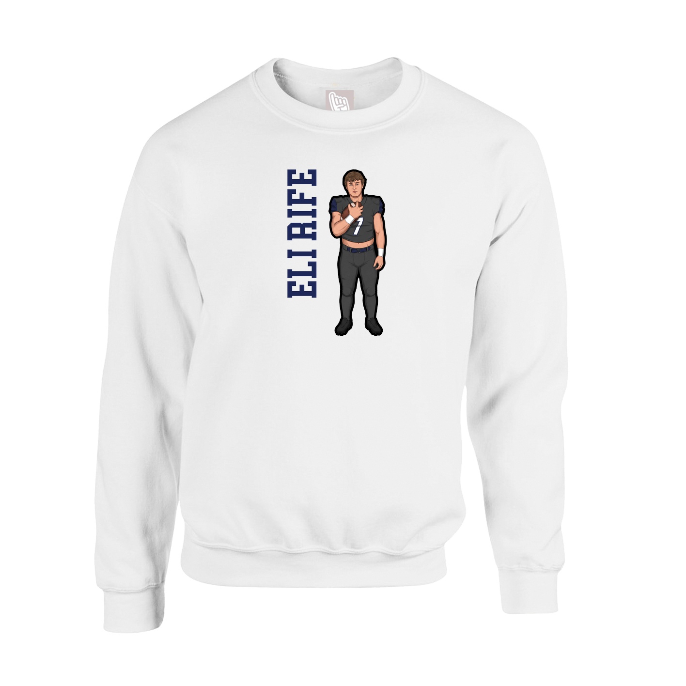 Fleece Crew — Name Vertical in White