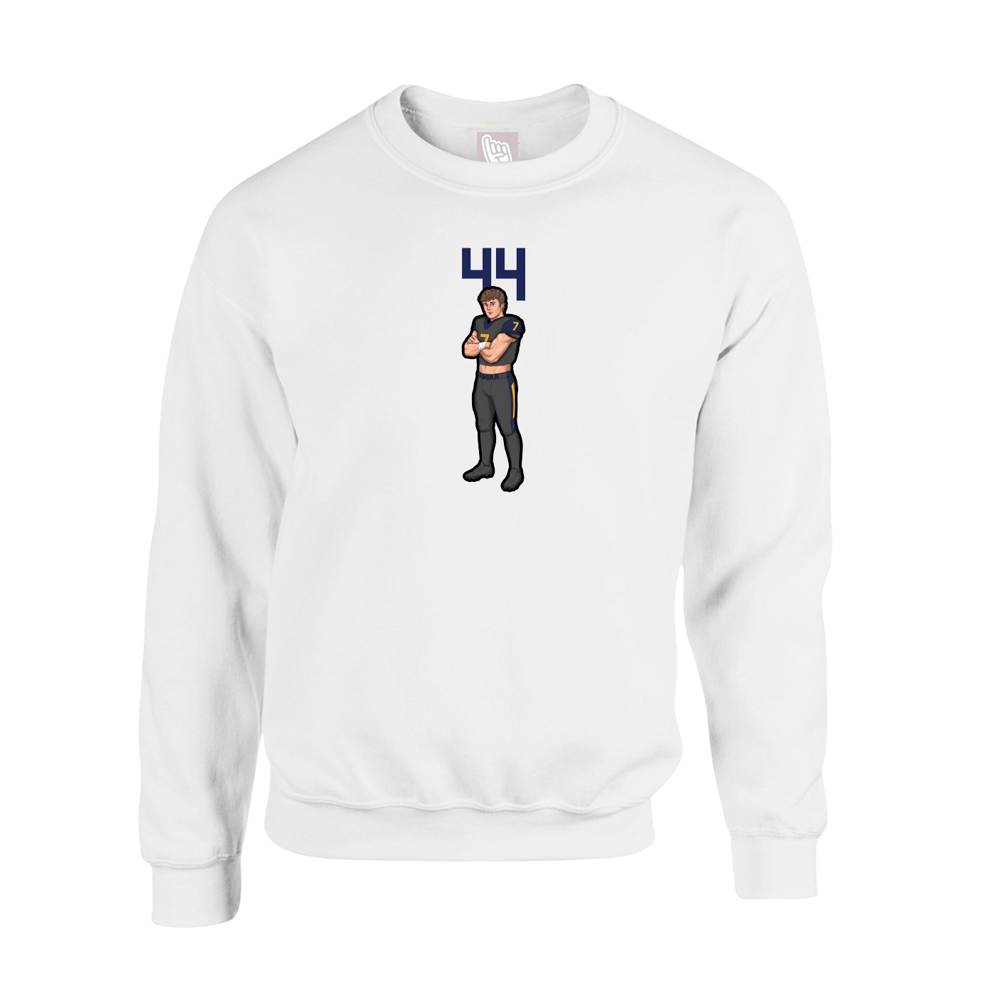 Fleece Crew — Number Top in White