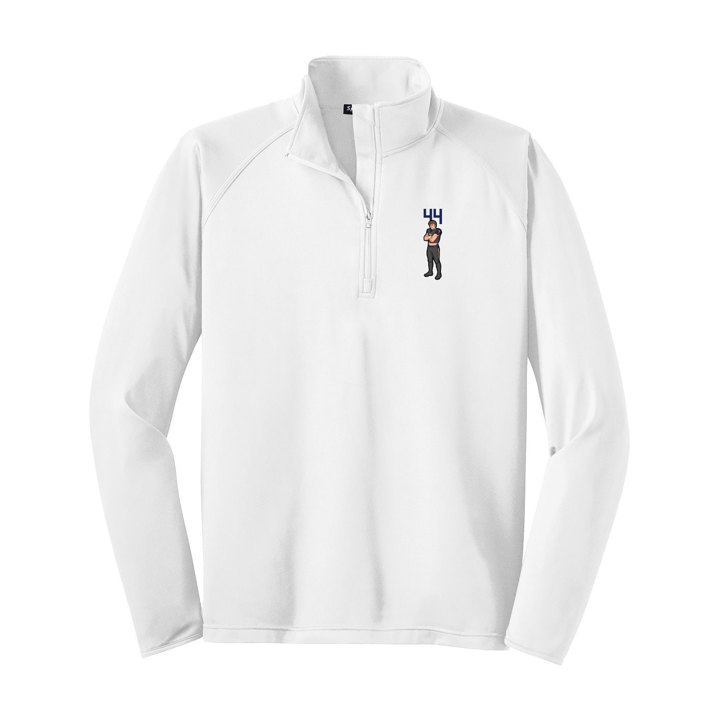 Q-Zip Pullover — Number Top in White