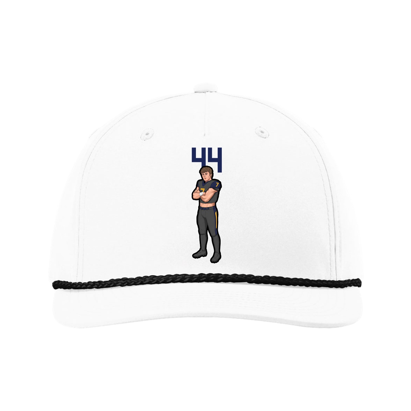 Five-Panel Classic Rope Cap — Number Top in White