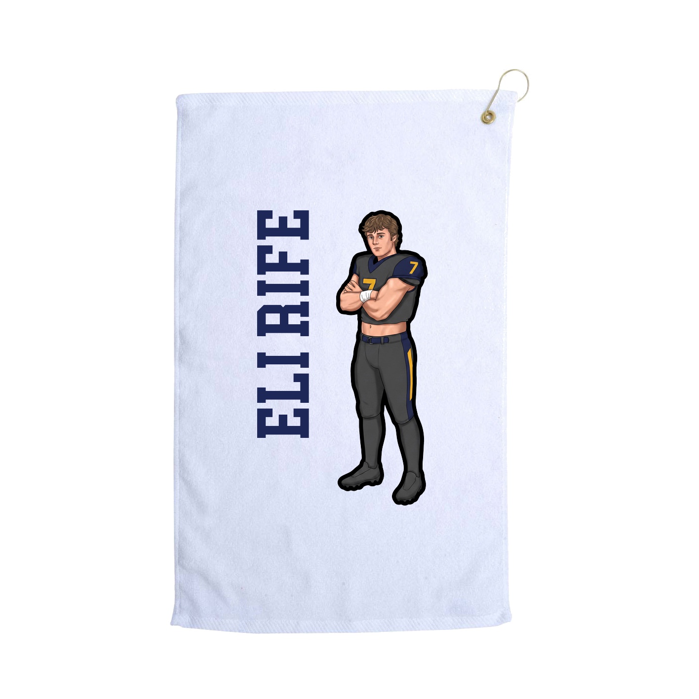 Golf Towel — Name Vertical in White