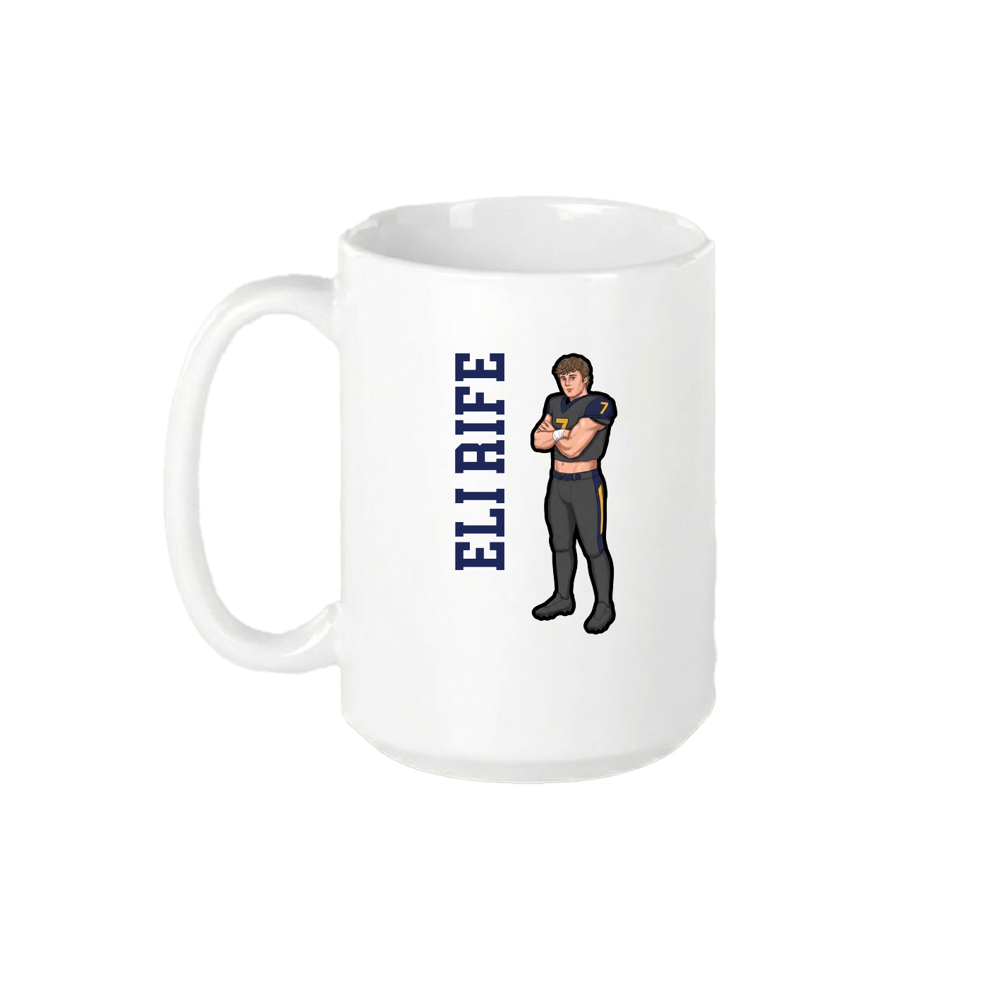 15oz Coffee Mug — Name Vertical in White