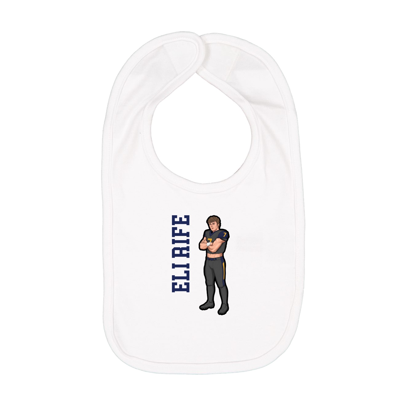 Infant Bib — Name Vertical in White