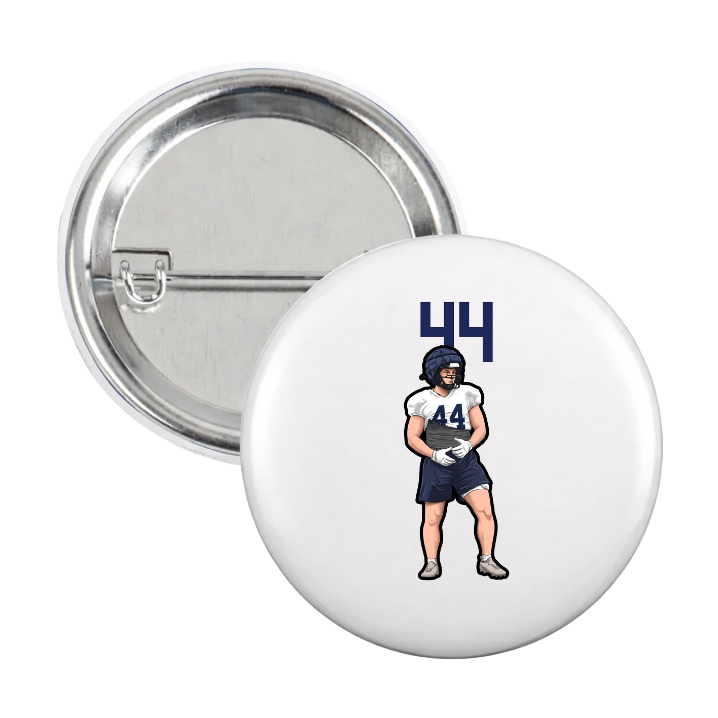 Game Day Button — Number Top in White