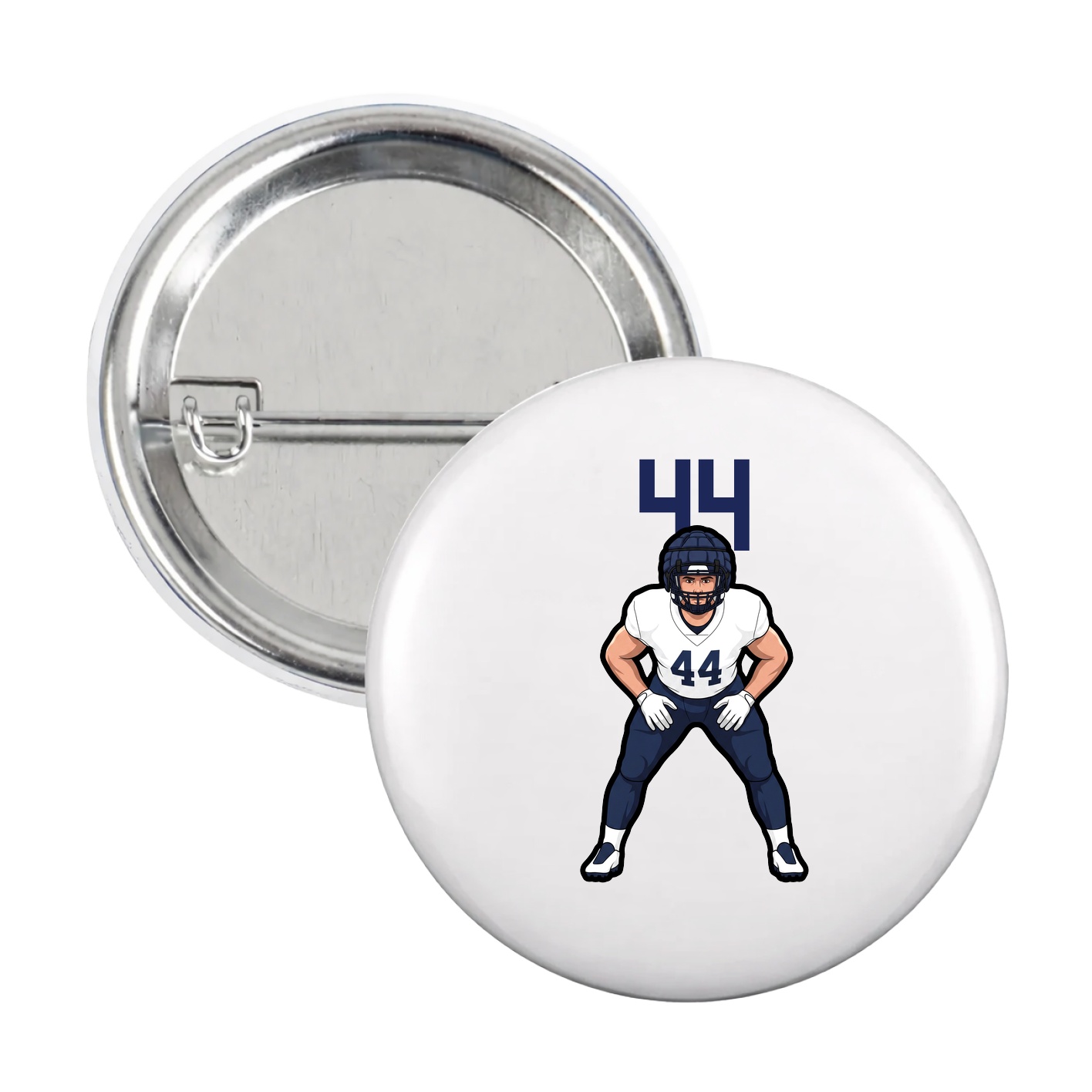Game Day Button — Number Top in White