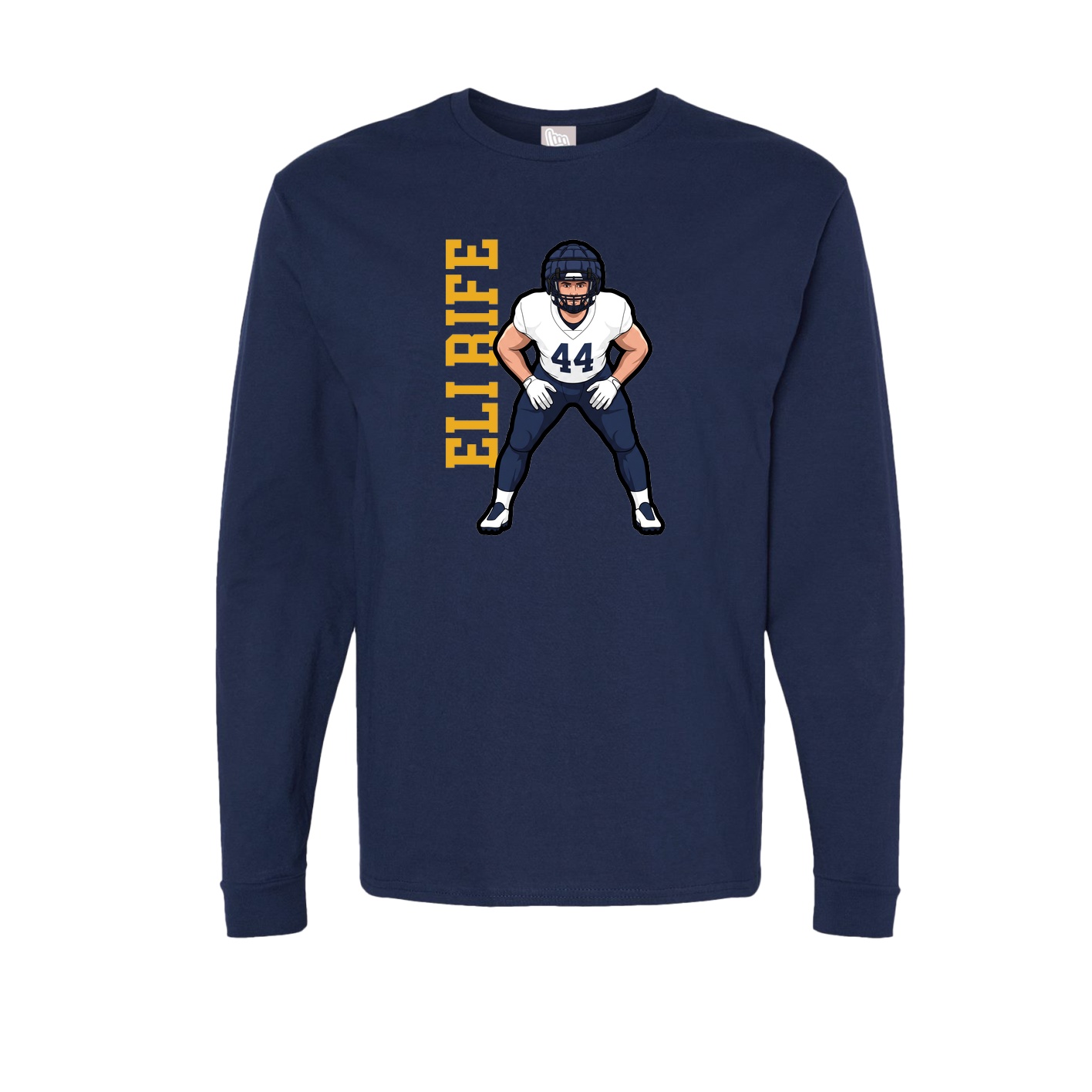 Long Sleeve Tee — Name Vertical in Navy