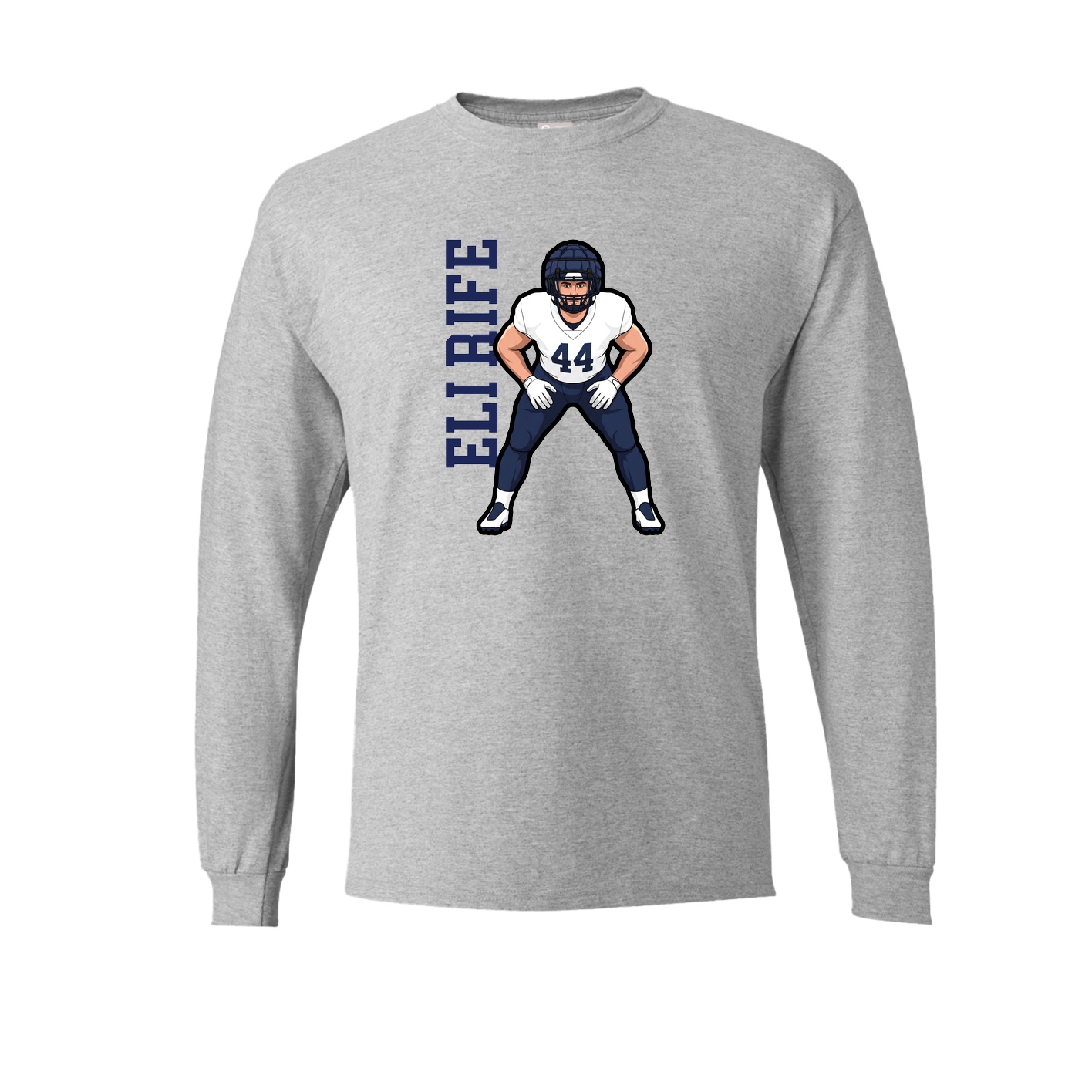 Long Sleeve Tee — Name Vertical in Grey