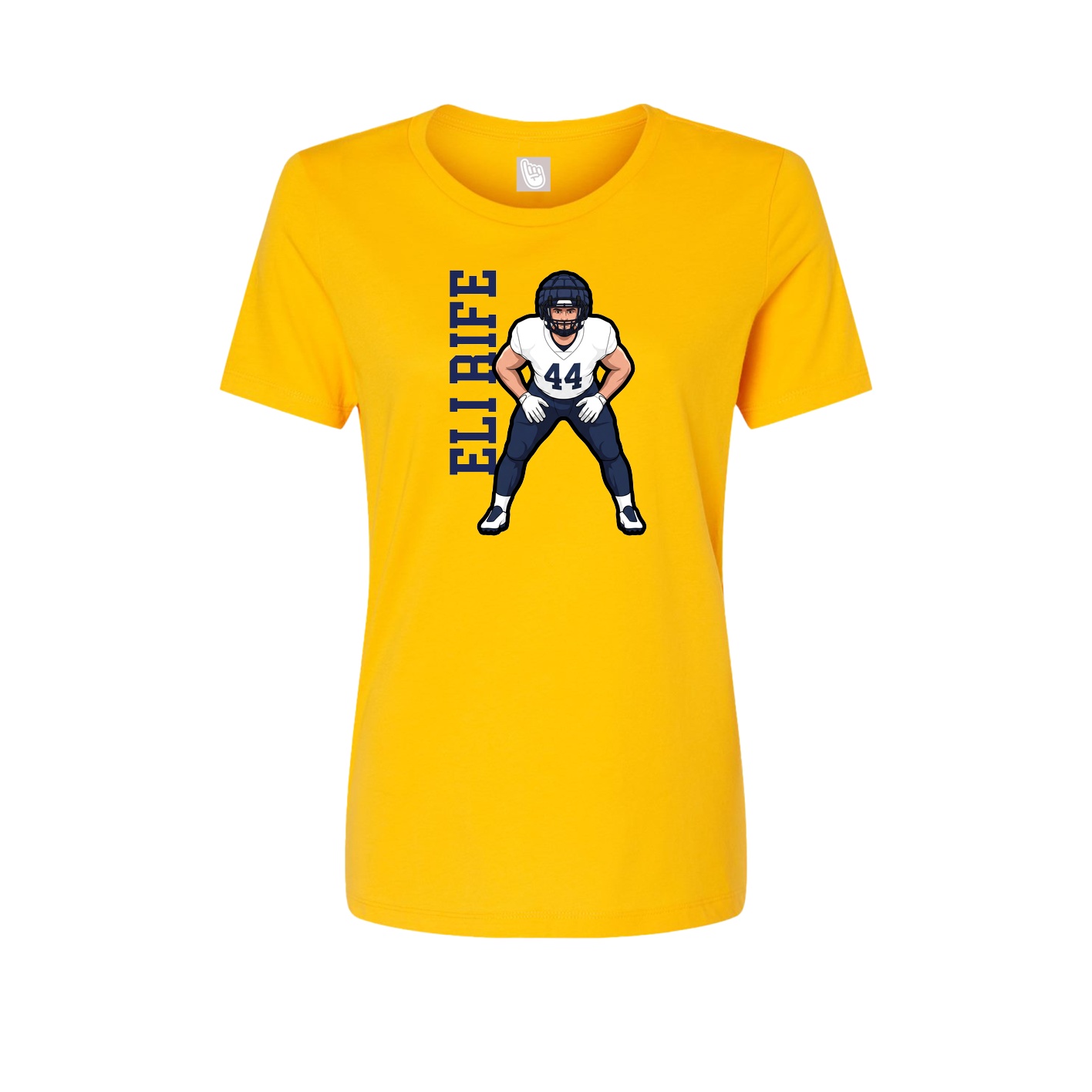 Fitted Women's Tee — Name Vertical in Gold