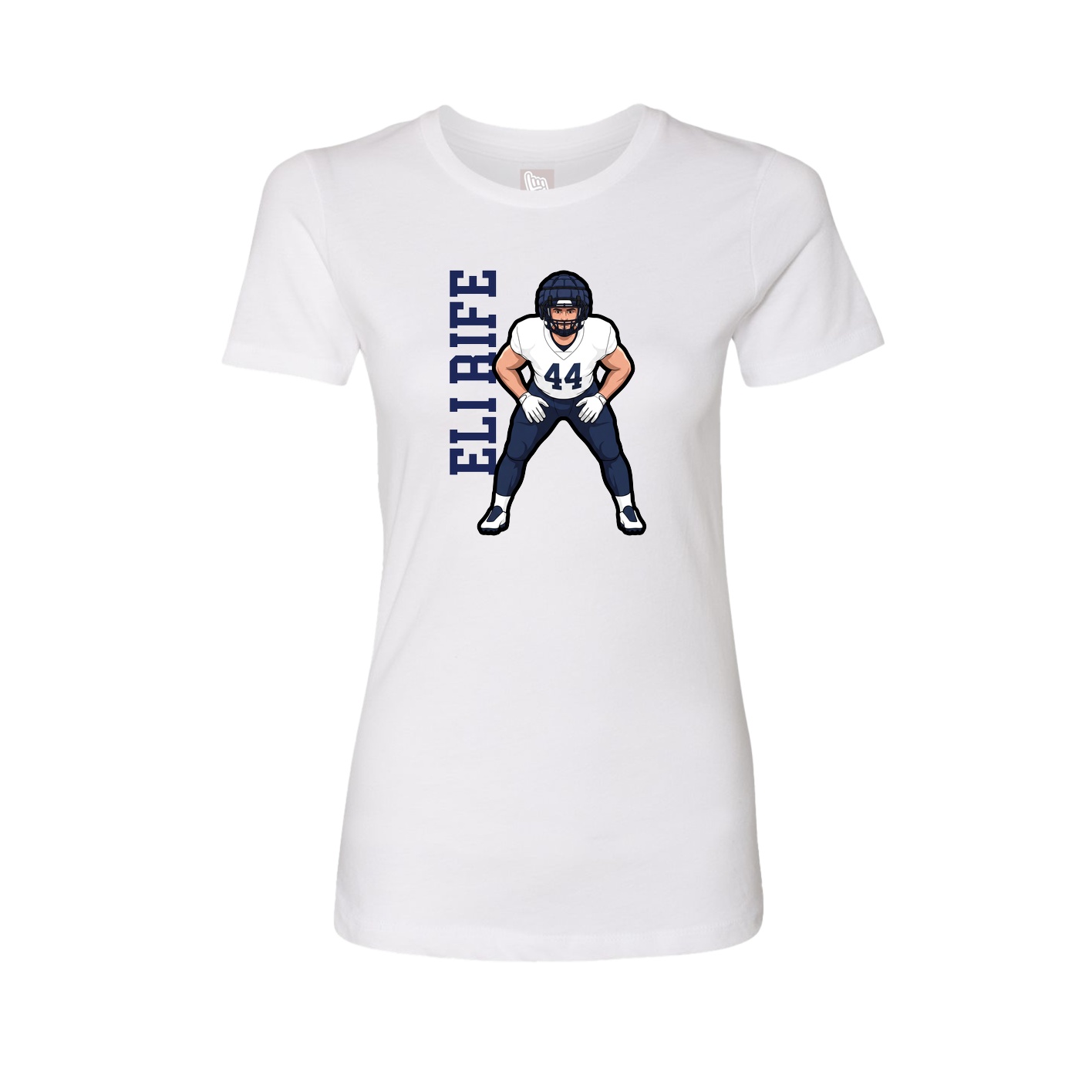 Womens Tee — Name Vertical in White