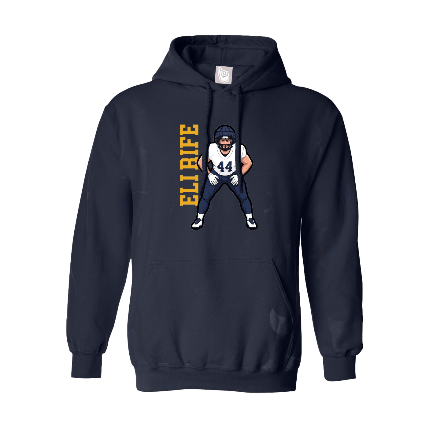 Hoodie — Name Vertical in Navy