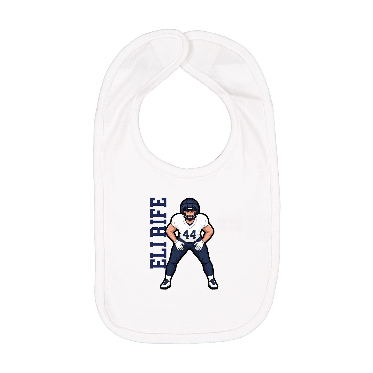 Infant Bib — Name Vertical in White