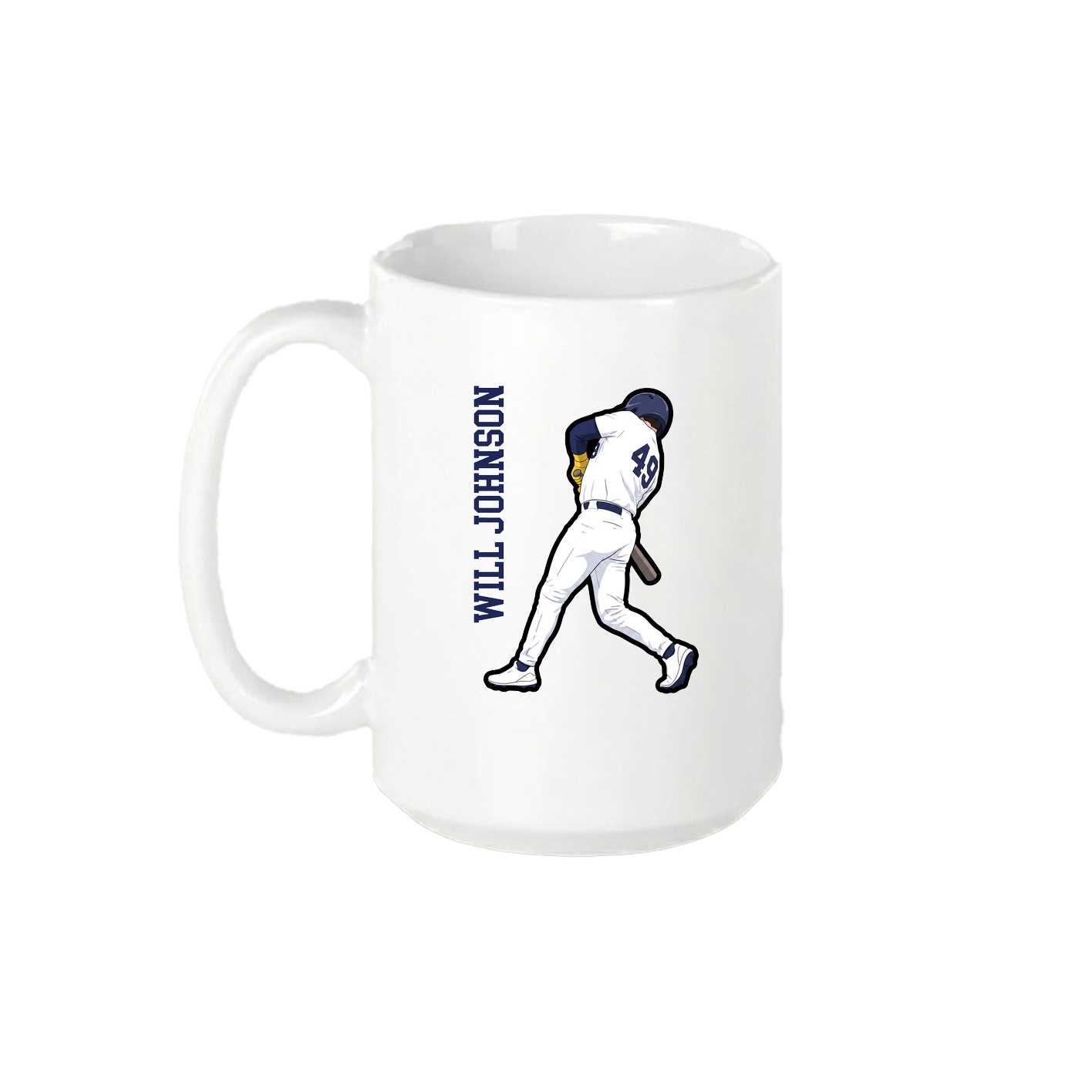 15oz Coffee Mug — Name Vertical in White