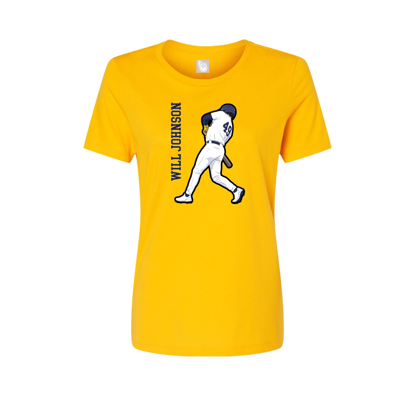Womens Tee — Name Vertical in Gold