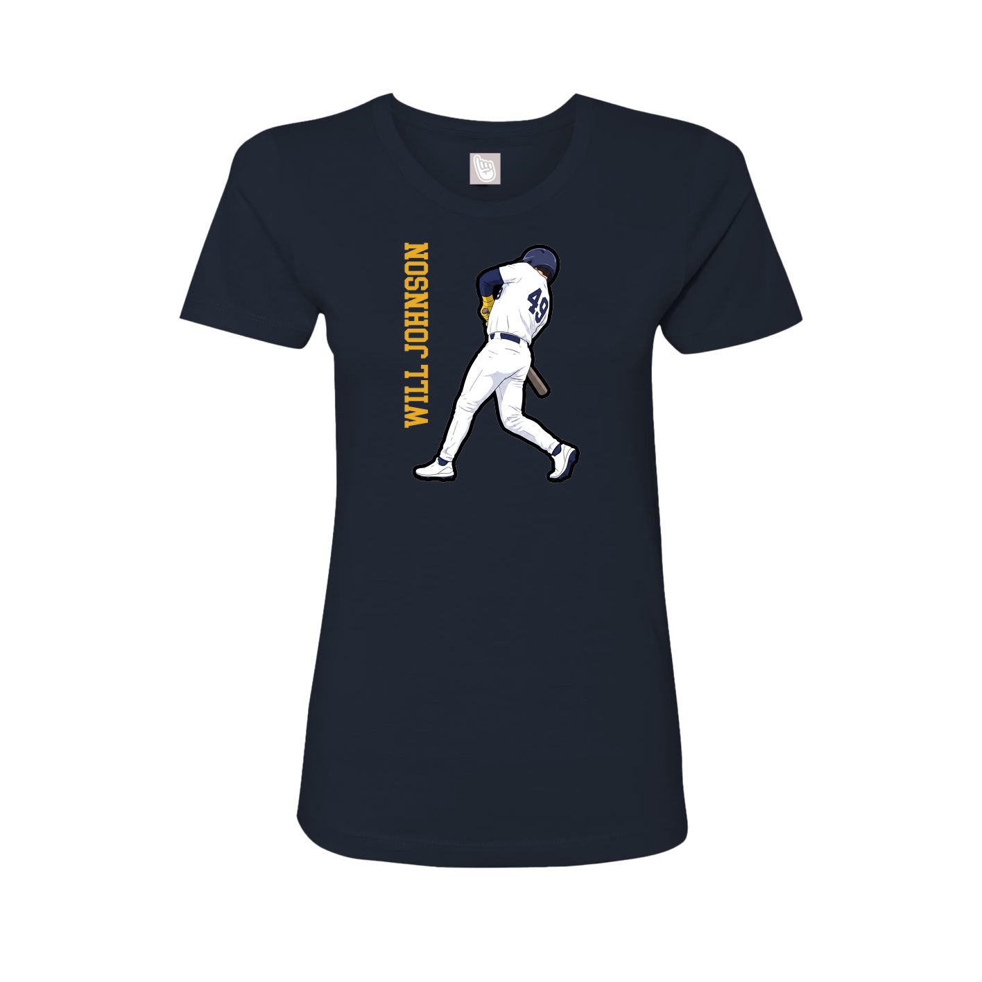 Fitted Women's Tee — Name Vertical in Navy