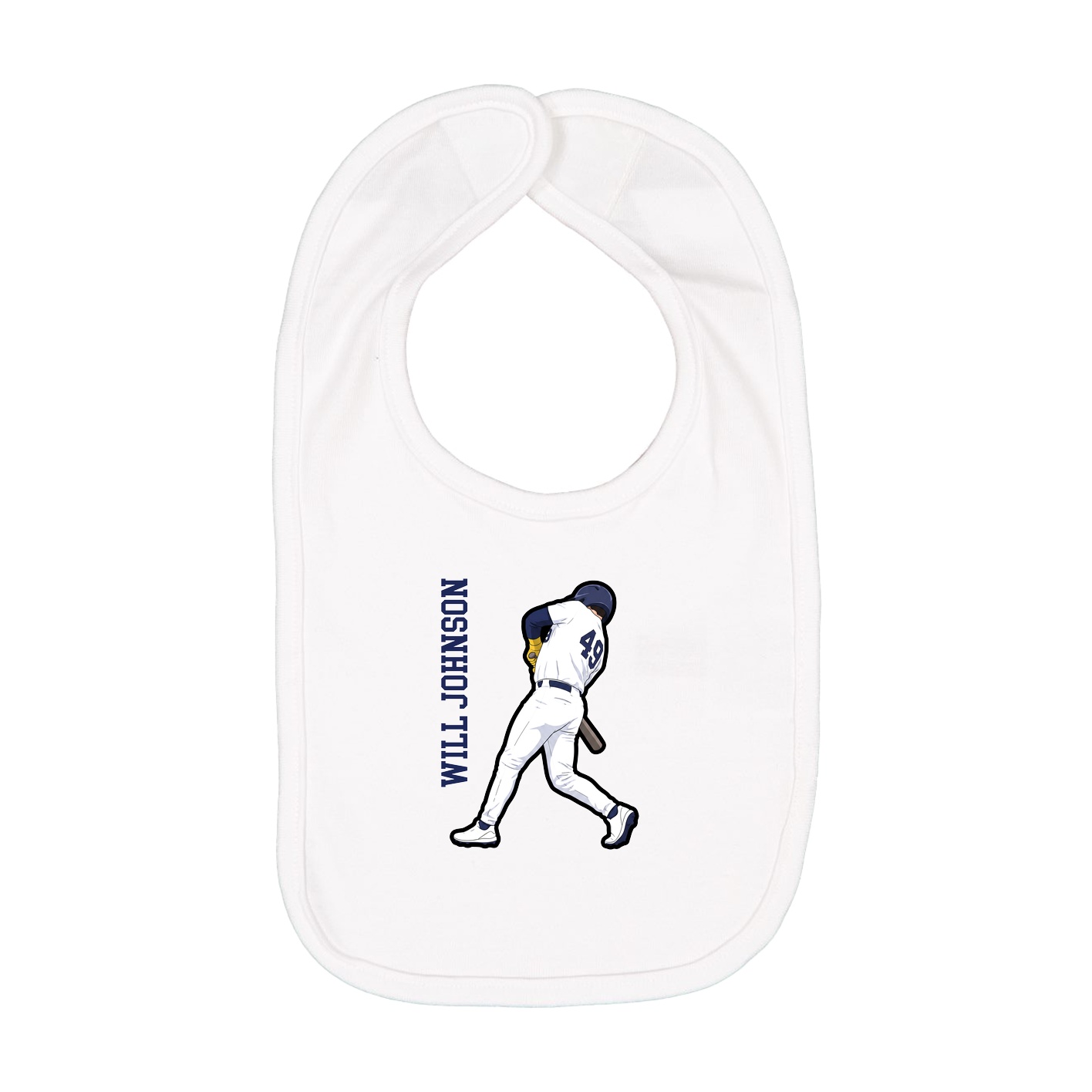 Infant Bib — Name Vertical in White