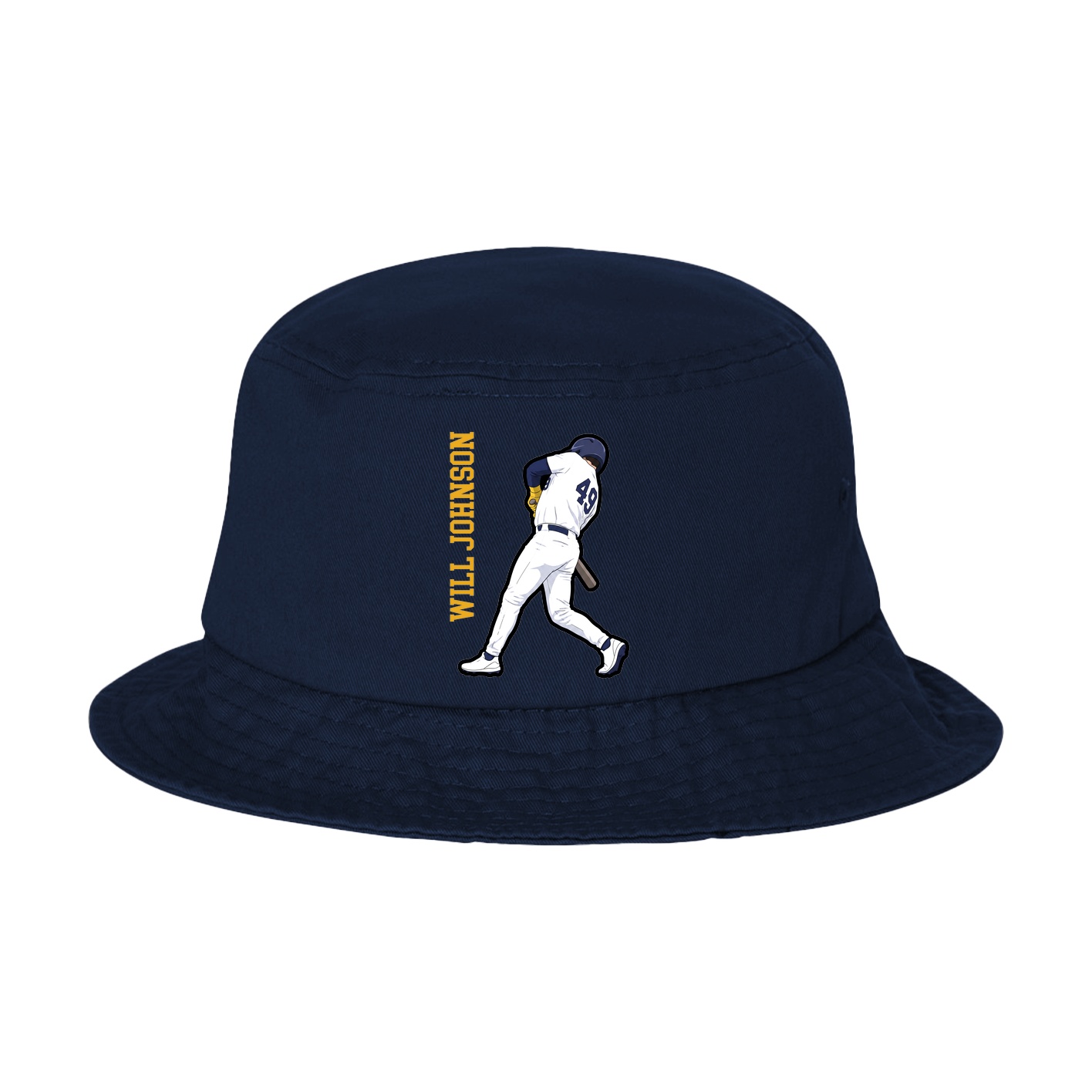 Bucket Cap — Name Vertical in Navy