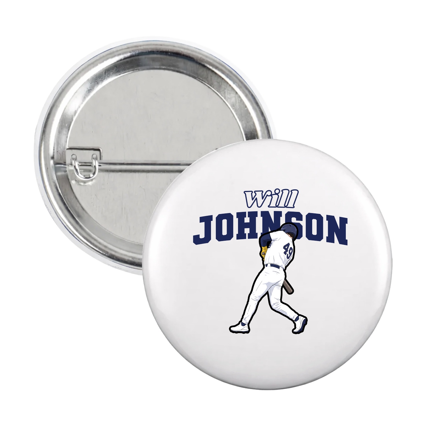 Game Day Button — Name Arch in White