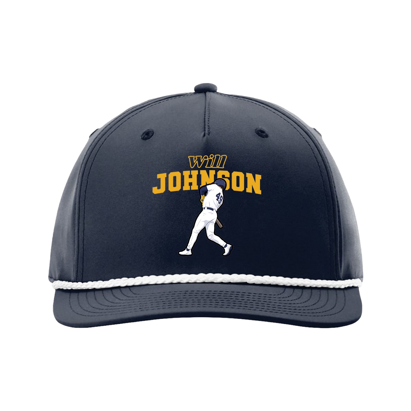 Five-Panel Classic Rope Cap — Name Arch in Navy