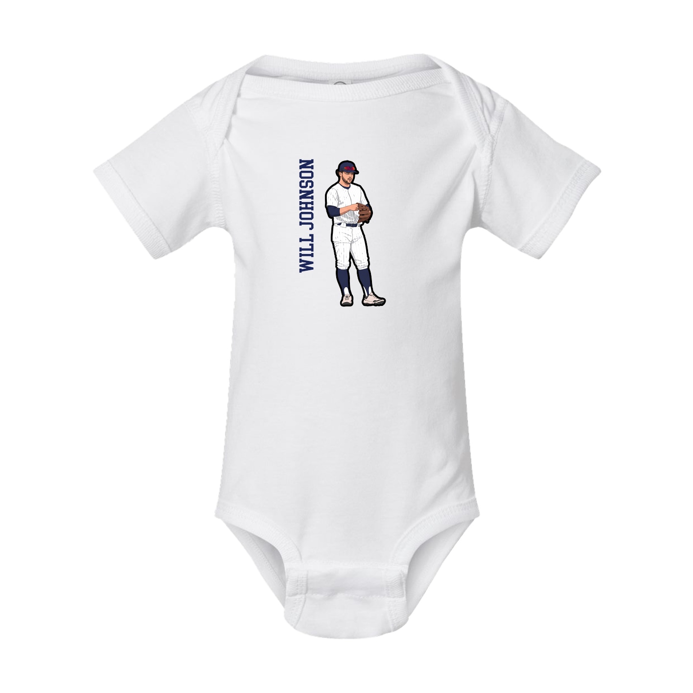 Baby Onesie — Name Vertical in White