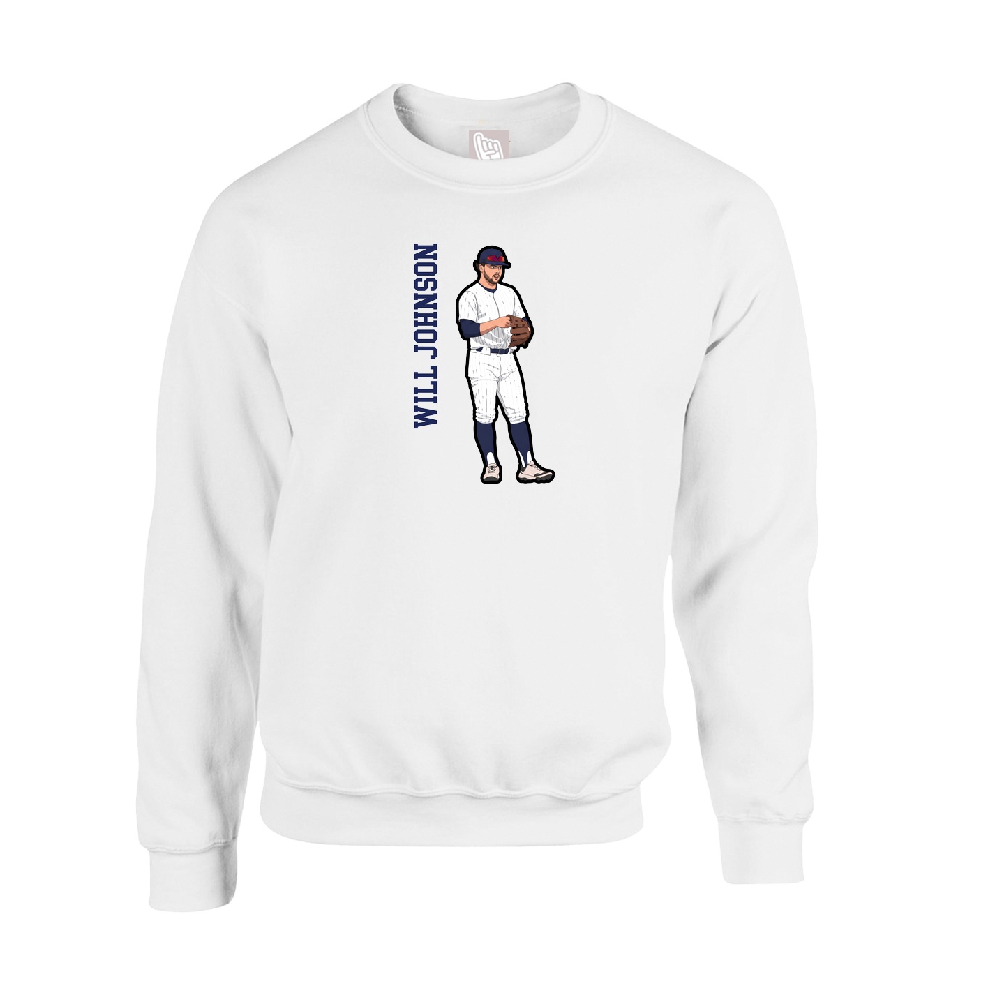 Fleece Crew — Name Vertical in White
