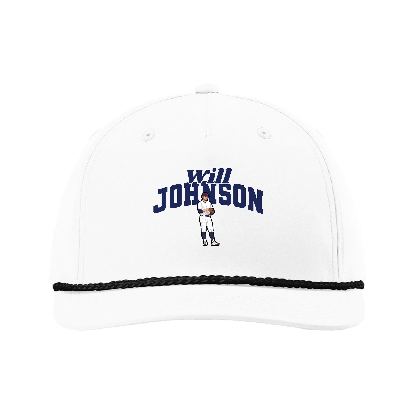 Five-Panel Classic Rope Cap — Signature Arch in White