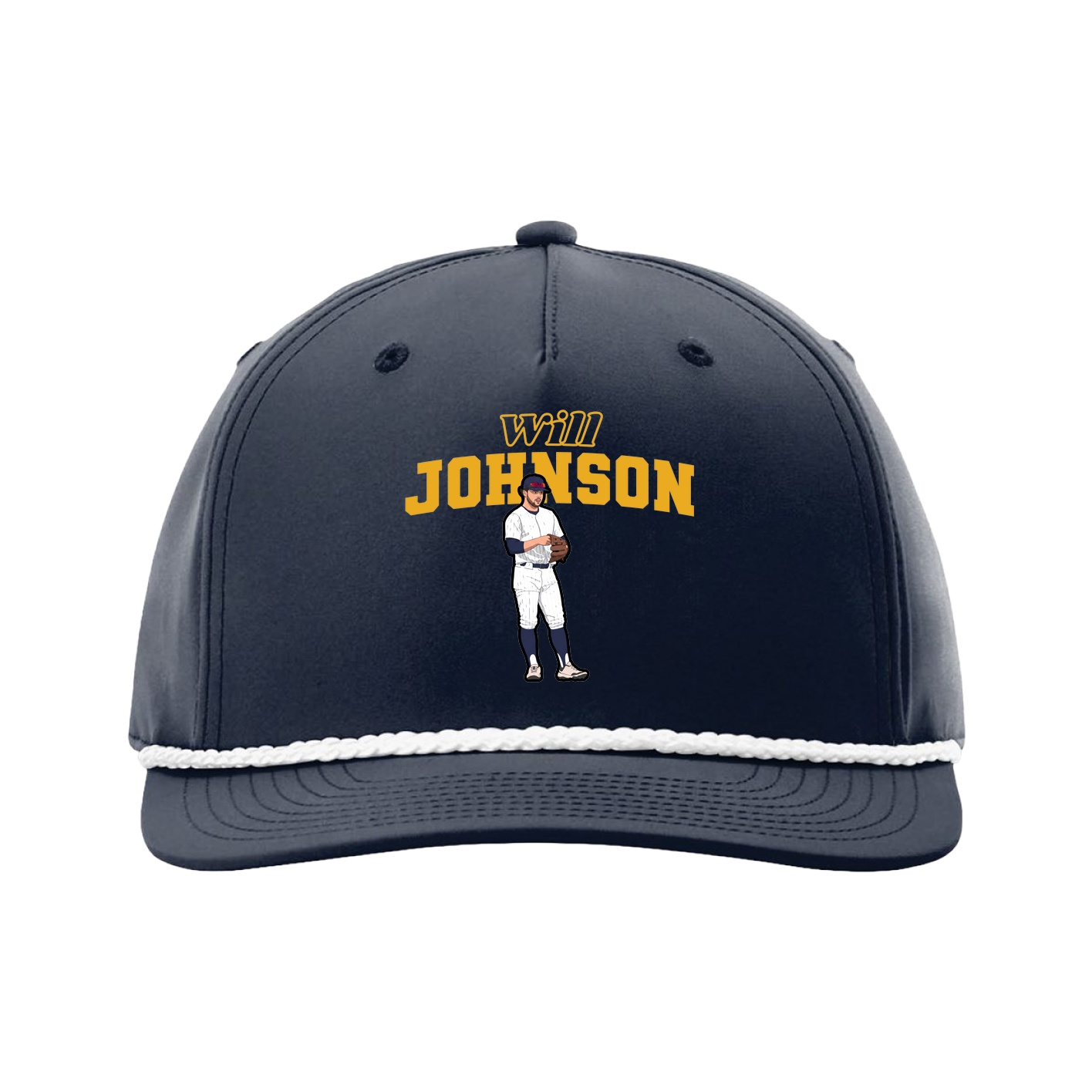 Five-Panel Classic Rope Cap — Name Arch in Navy