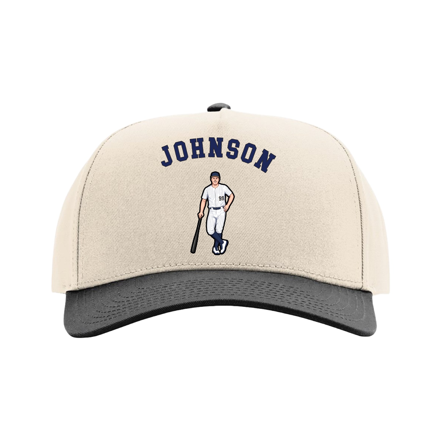 Full Fabric Five-Panel Champ Cap — Shirsey Arch in Cream/Black