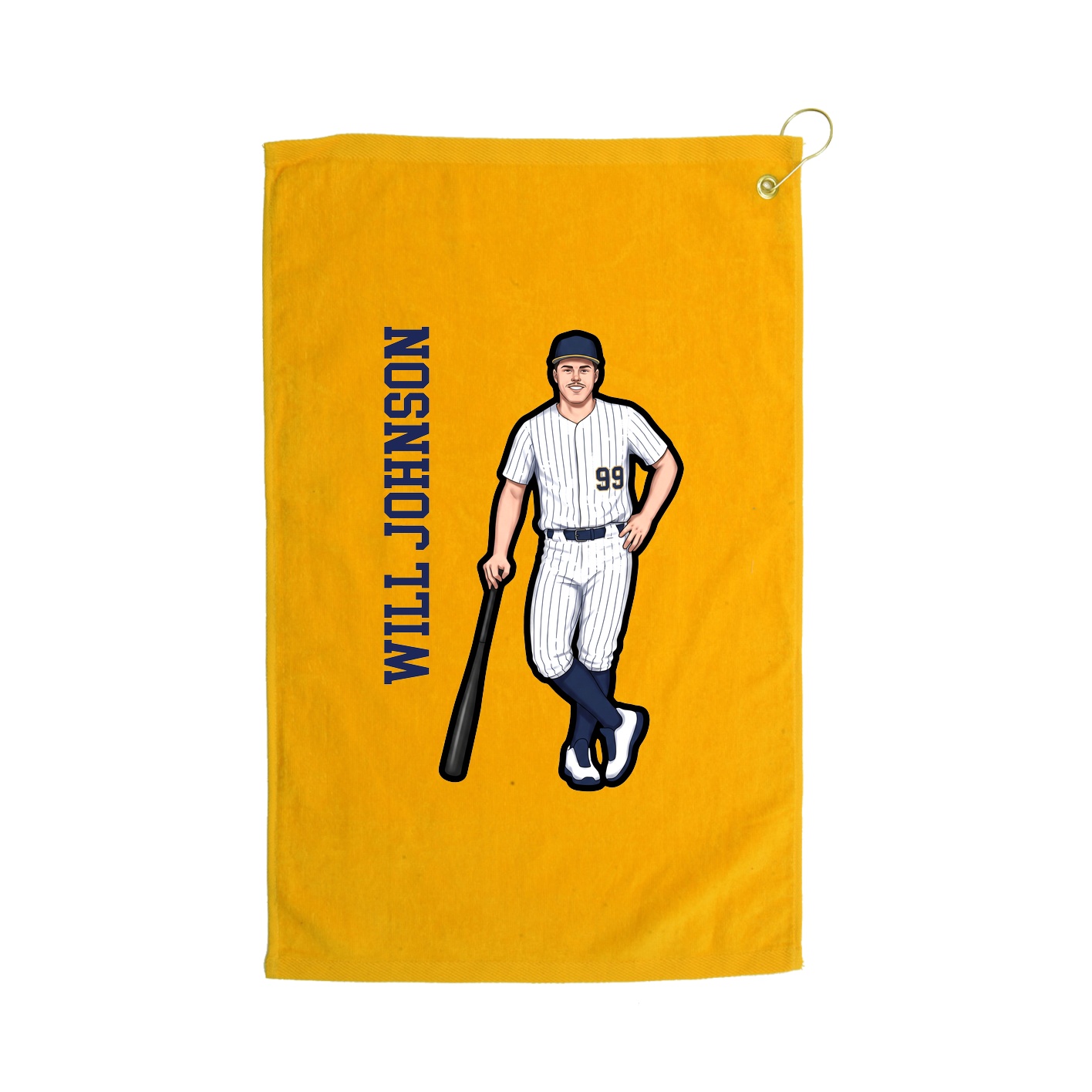 Golf Towel — Name Vertical in Gold