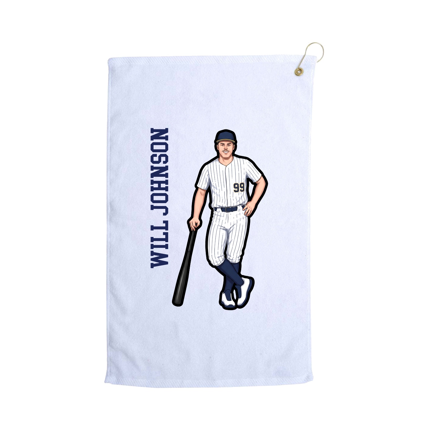 Golf Towel — Name Vertical in White