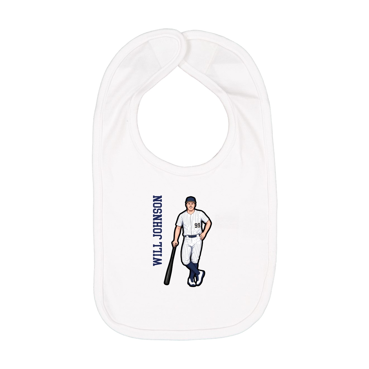Infant Bib — Name Vertical in White