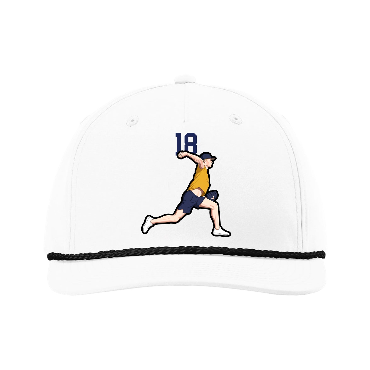 Five-Panel Classic Rope Cap — Number Top in White
