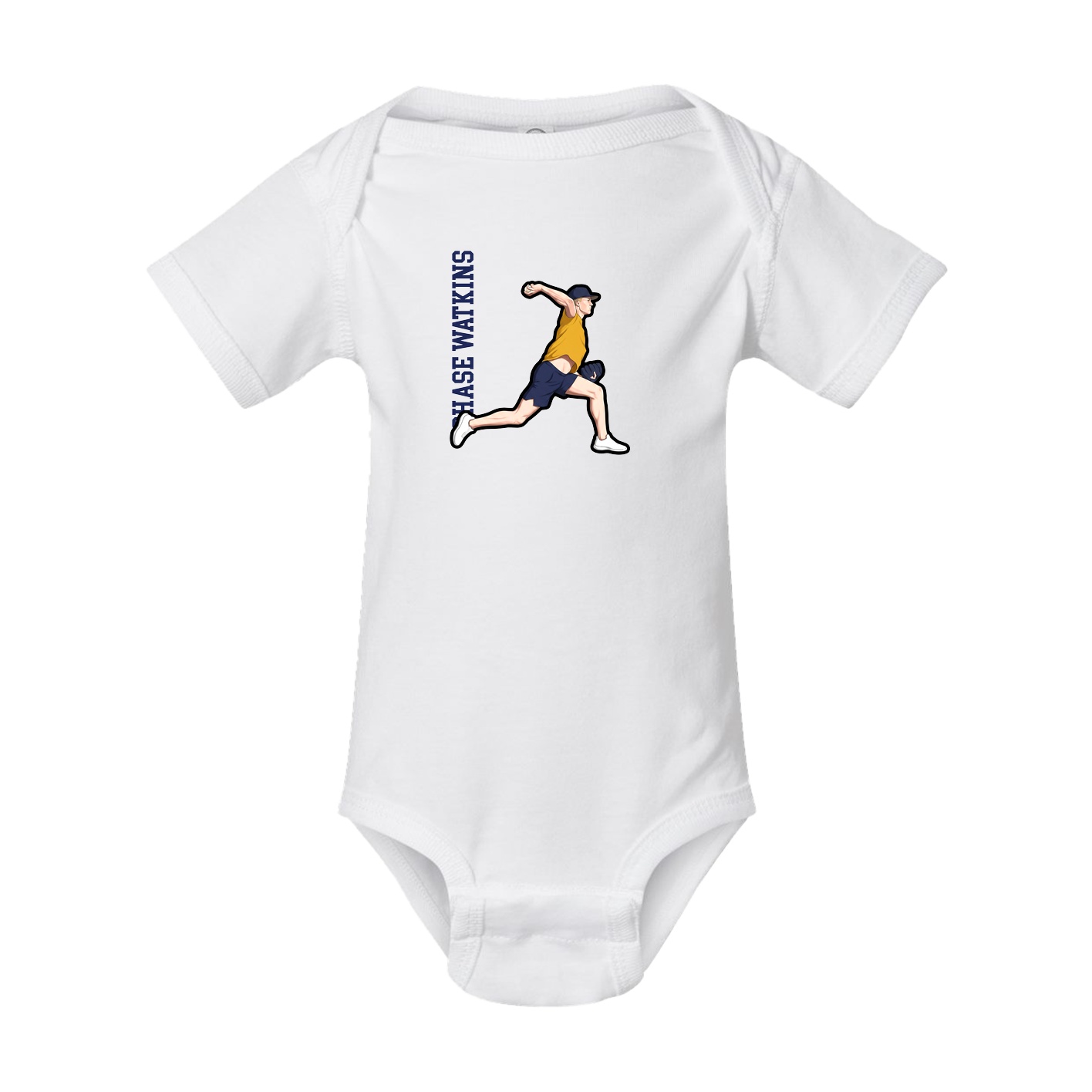 Baby Onesie — Name Vertical in White