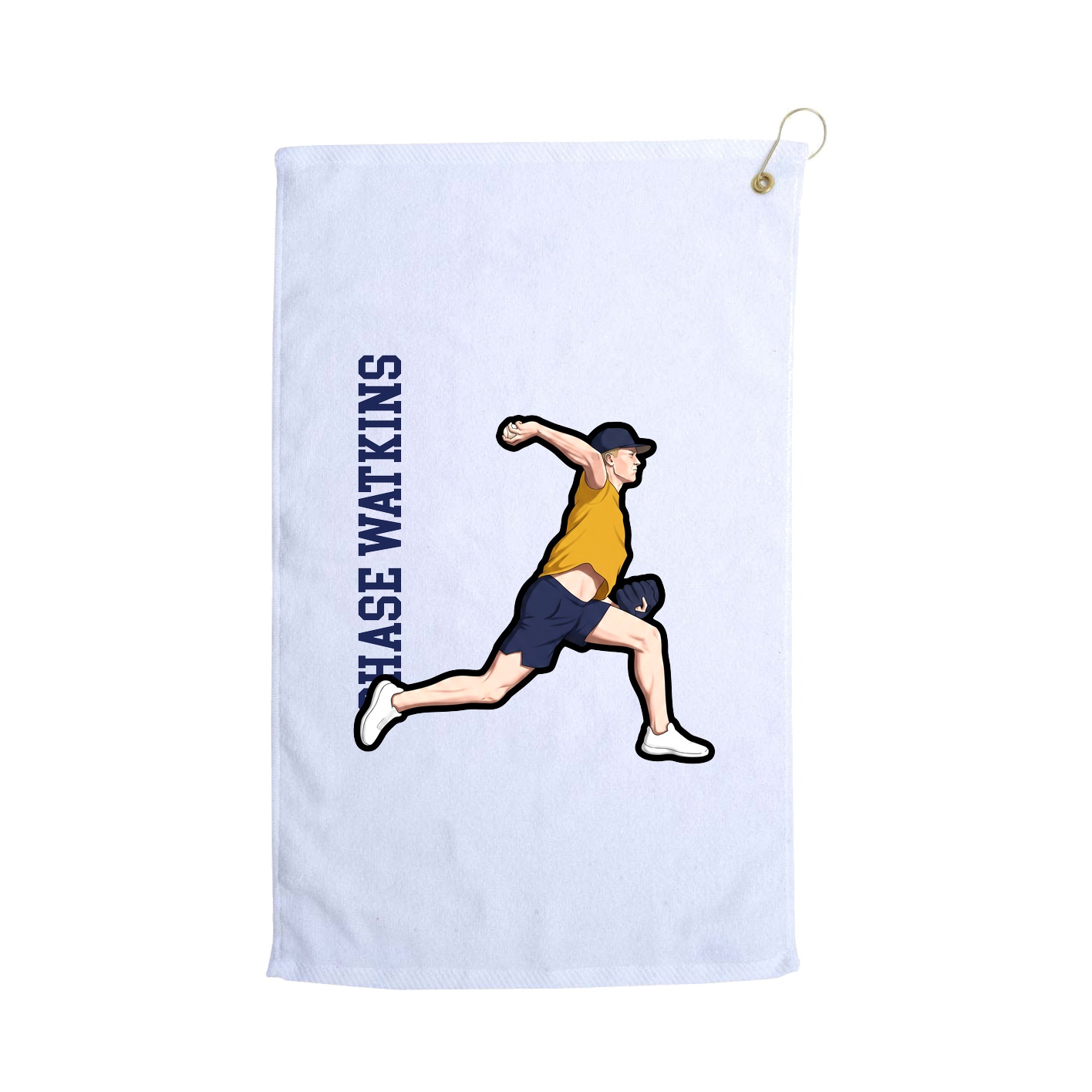Golf Towel — Name Vertical in White