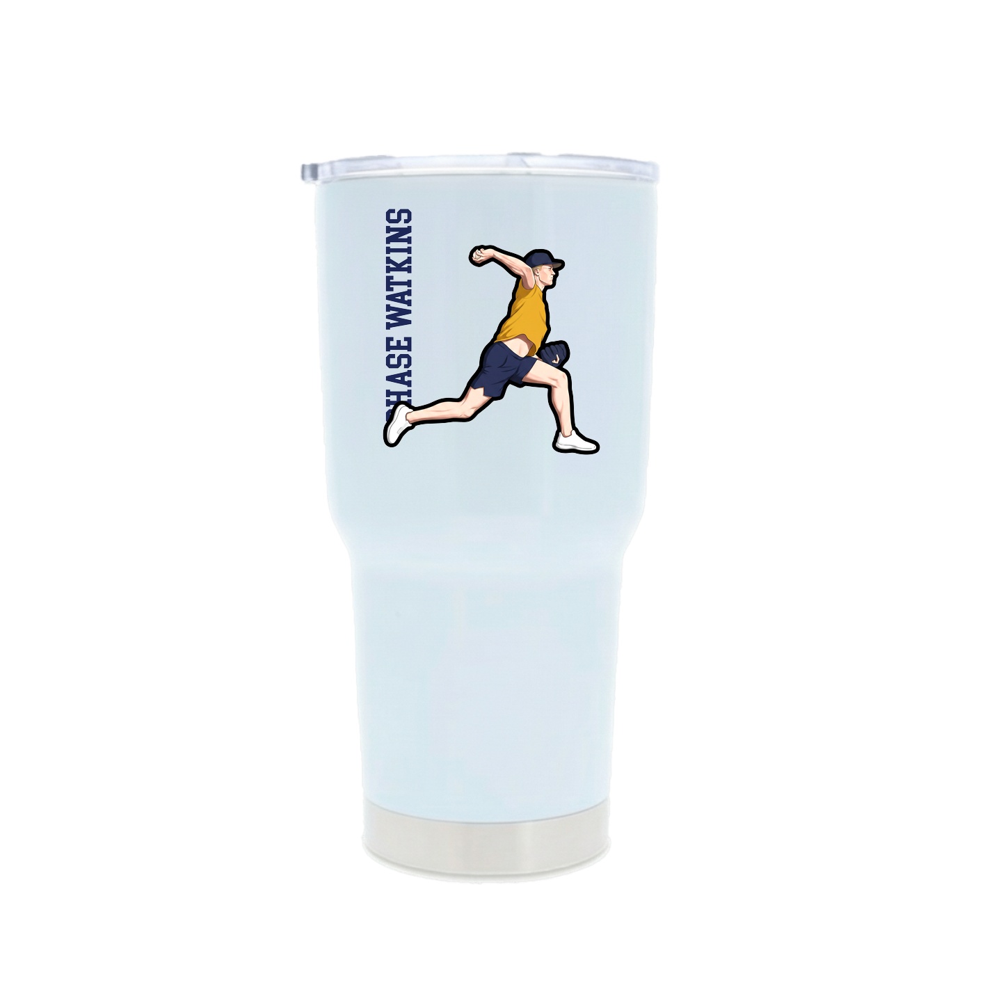 30oz Stainless Steel Tumbler — Name Vertical in White