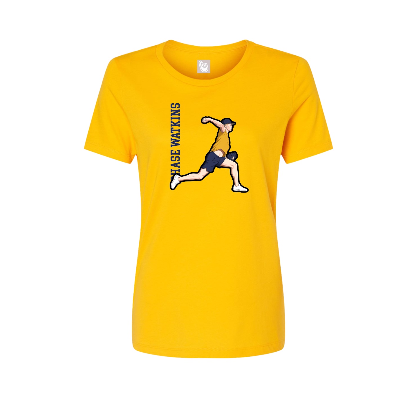 Fitted Women's Tee — Name Vertical in Gold