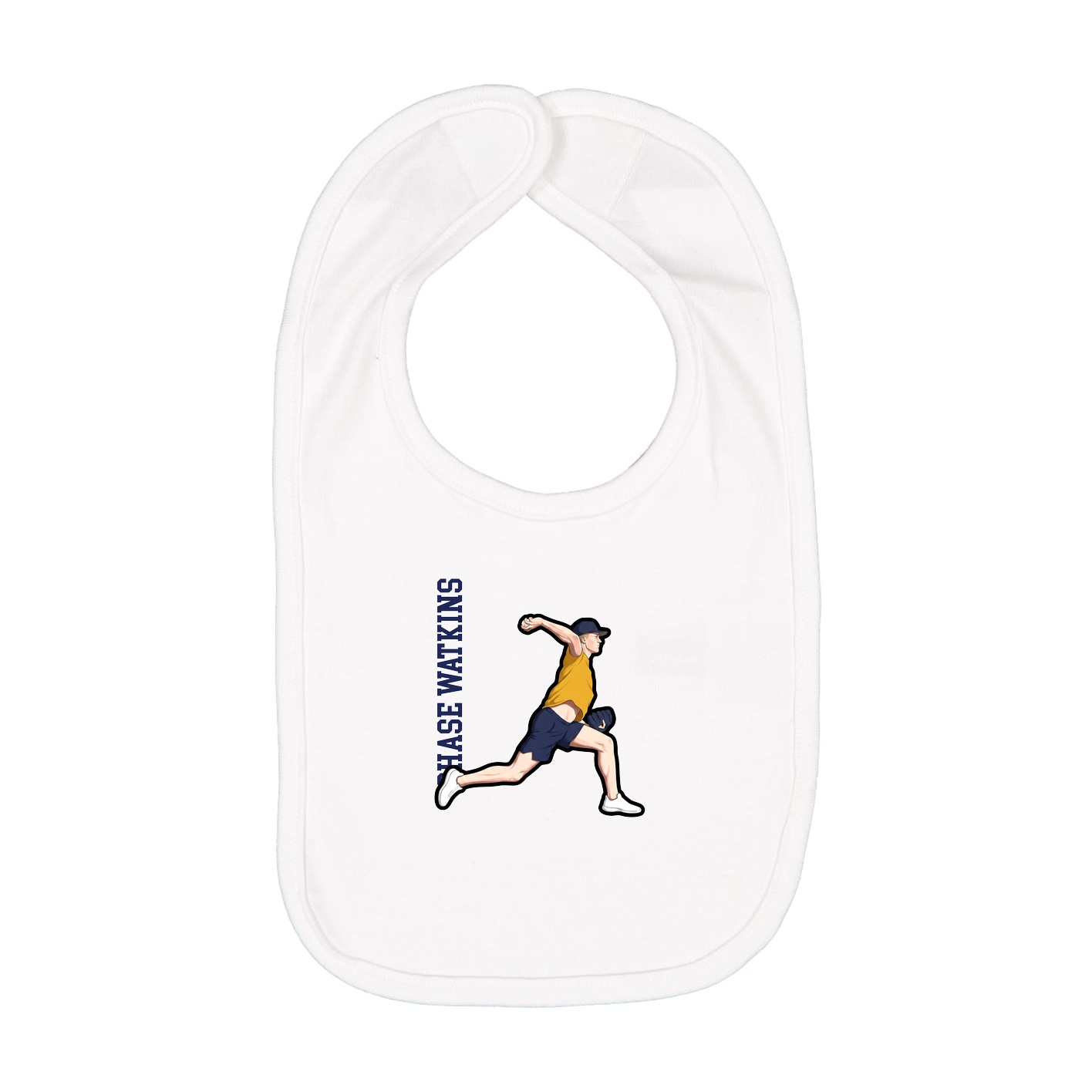 Infant Bib — Name Vertical in White